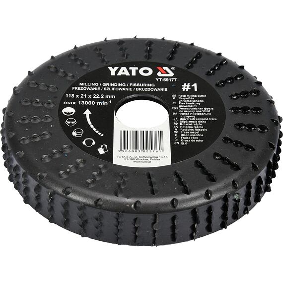 YATO rašple rotační pro úhlovou brusku 118/22,2mm frézovací čelní/boční YT-59177