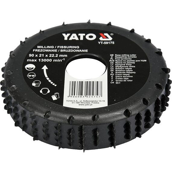 YATO rašple rotační pro úhlovou brusku 90/22,2mm frézovací čelní YT-59175