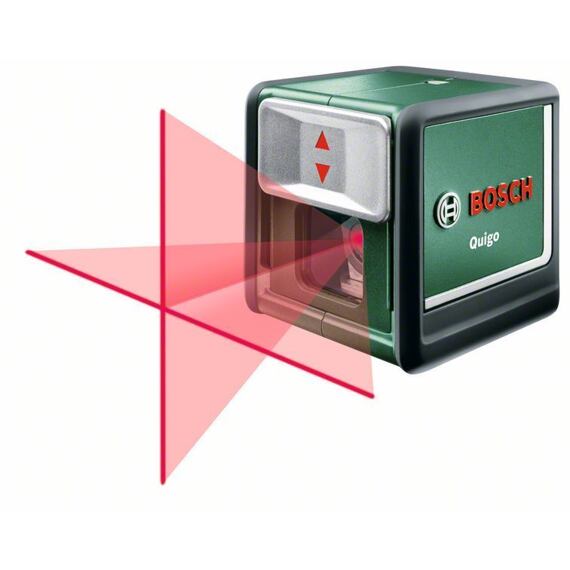 BOSCH Quigo křížový laser, červený paprsek, 10m, Tinbox