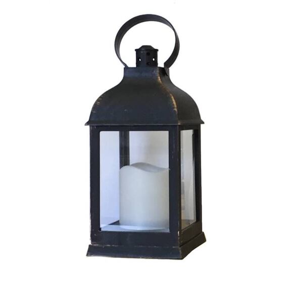 KONNOC lucerna dekorativní s LED svíčkou, černá CD002, 422301.00