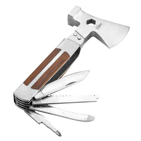 NEO multifunkční nástroj 11v1, sekera,kladivo,nože, pilky,otvírák, šroubovák 63-112