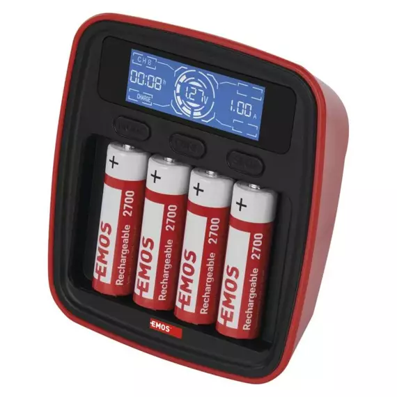 EMOS nabíječka baterií 1000mAh, 4* AA 2700 baterie, pro baterie AA a AAA, N9341