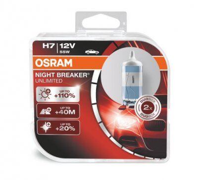 OSRAM žárovky H7 Night Breaker Unlimited 110% (sada 2 ks)