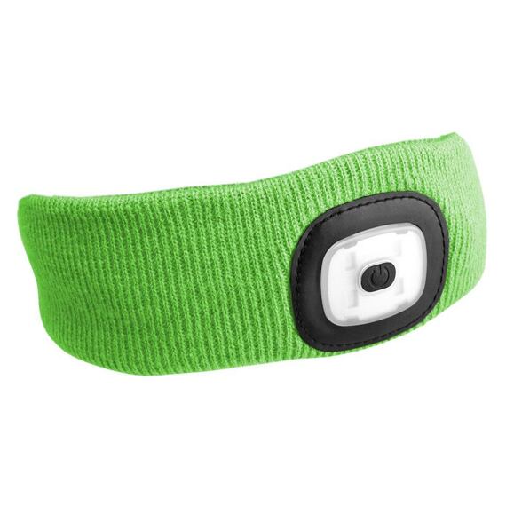 SIXTOL čelenka s čelovkou LED 180lm, nabíjecí USB, zelená fluorescentní