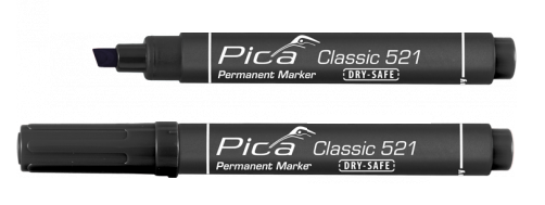 PICA permanentní značkovač industry pro průmyslové použití plochý hrot, voděodolný černý 521/46