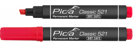 PICA permanentní značkovač industry pro průmyslové použití plochý hrot, voděodolný červený 521/40
