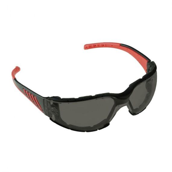 DEDRA brýle ochranné kouřové, polykarbonát, odnímatelné těsnění pěna EVA, EN166, EN170, EN172