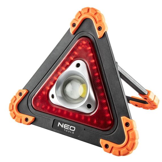 NEO reflektor LED aku trojúhelník, 800lm, červené výstražné světlo, 4*AA (nejsou součástí), 99-076