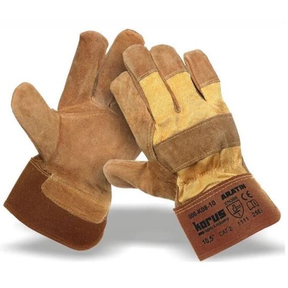 KORUS rukavice kombinované ARATIN, dlaň hovězí lícovka, podšívka vel. 10,5, 15.02-000-K08-10