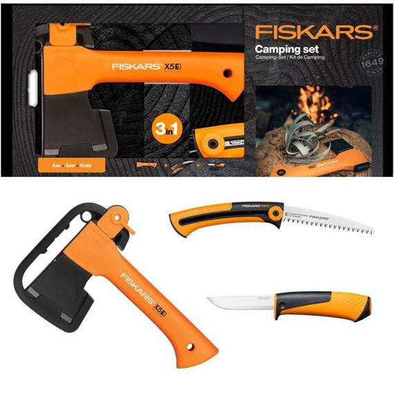 FISKARS 1057912 set sekera X5 + nůž Hardware + zavírací pilka