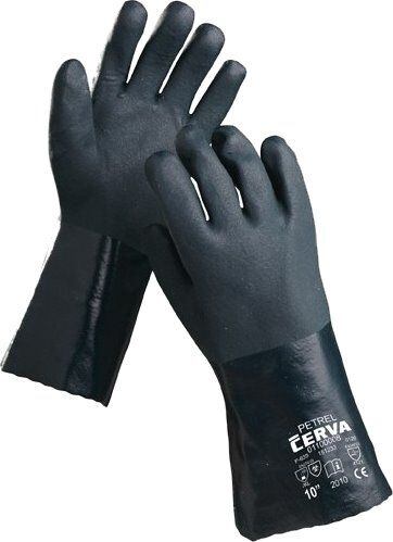 ČERVA rukavice pracovní PETREL bavlněné povrstvené PVC, 35cm, vel.10, 0110000899110