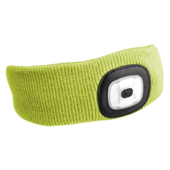 SIXTOL čelenka s čelovkou LED 180lm, nabíjecí USB, žlutá fluorescentní