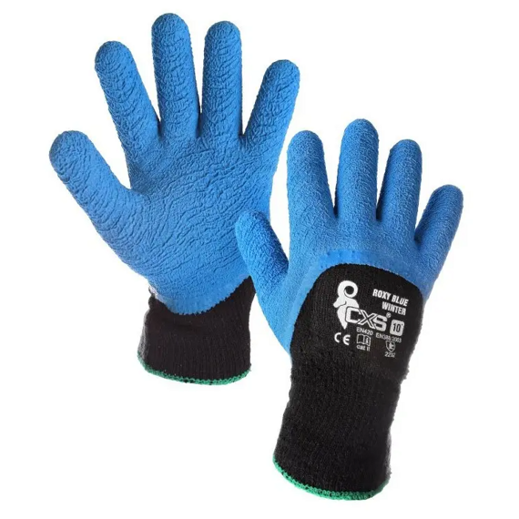 CXS rukavice pracovní zimní ROXY BLUE WINTER, máčené v latexu, vel.10