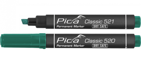 PICA permanentní značkovač industry pro průmyslové použití plochý hrot, voděodolný zelený 521/36