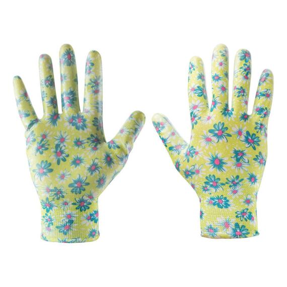 VERTO rukavice zahradní povrstvené nitrilem, vel.9", květinový vzor, 97H142
