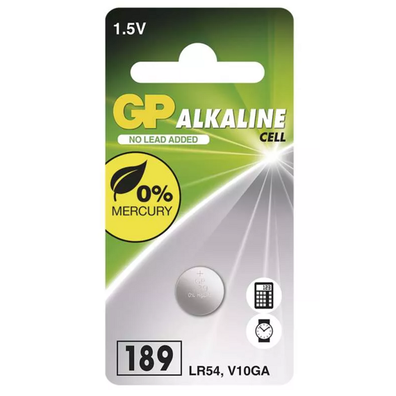 GP knoflíková baterie LR54 alkalická, 1,5V/44mAh, B13892