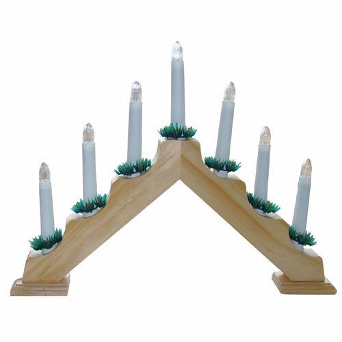 svícen vánoční el. 7 svíček, jehlan, dřevěný přírodní 791901