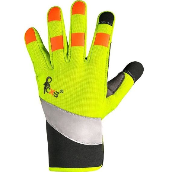 CXS rukavice pracovní BENSON, kombinované, dlaň mikrovlákno a nylon s PU, reflexní, vel. 9