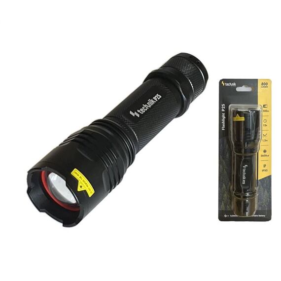 TECHNIK Flashlight P25, nabíjecí svítilna 800lm LED, kovová, ZOOM, 352552