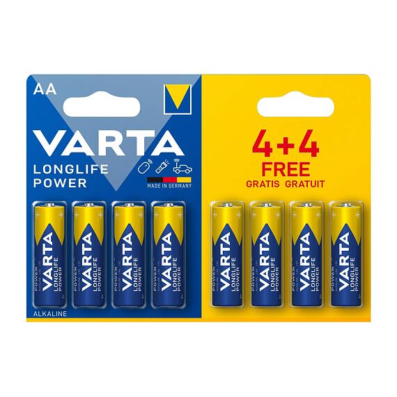 VARTA baterie alkalická Longlife Power AA, LR6, tužková, set 8ks