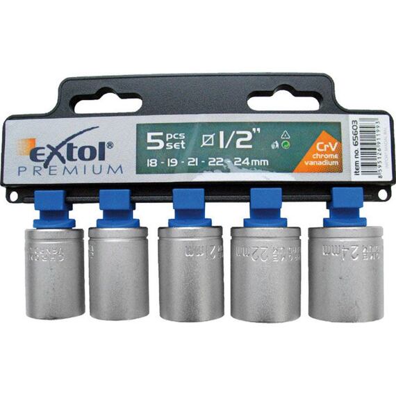 EXTOL Premium hlavice nástrčné 1/2" 5ks 18-19-21-22-24mm 65603