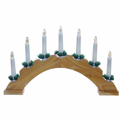 svícen vánoční el. 7 svíček, oblouk, dřevěný přírodní 791907