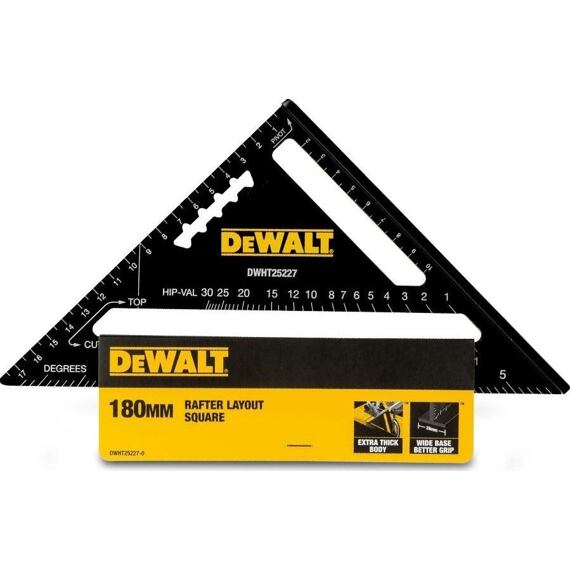 DeWalt DWHT25227-0 tesařský trojúhelník 180mm, Guaranteed Tough, silné AL tělo