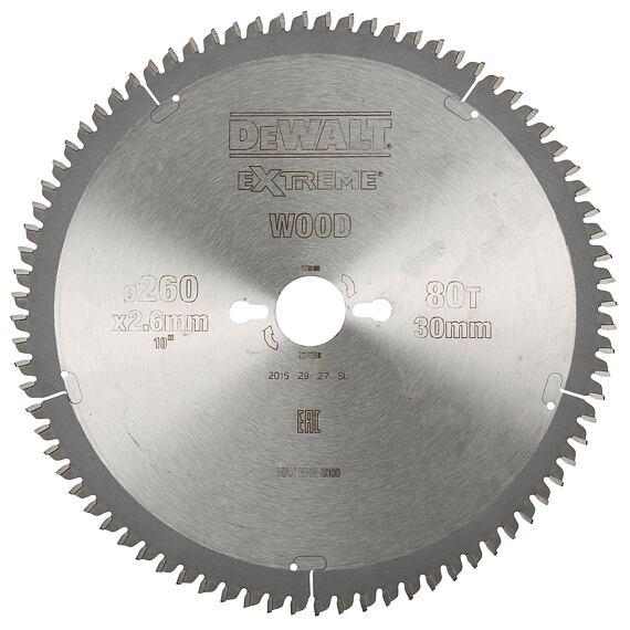 DeWalt DT4280 pilový kotouč 260*30 mm, 80 zubů, TCG -5°, dýha, laminát, hliník