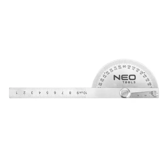 NEO úhloměr obloukový 180°/100mm s pravítkem, nerez, 72-320