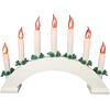 svícen vánoční dřevěný 230V, 7 svíček PLAMEN, oblouk, bílý, 791879